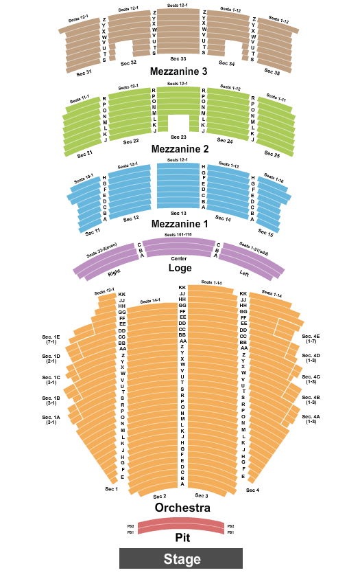 Paramount Theatre Phantom of the Opera Seating Chart